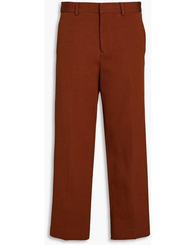 Petar Petrov Striped Cotton-blend Jacquard Straight-leg Trousers - Brown