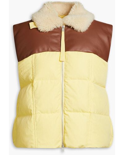 Jil Sander Leather-paneled Quilted Shell Vest - Yellow