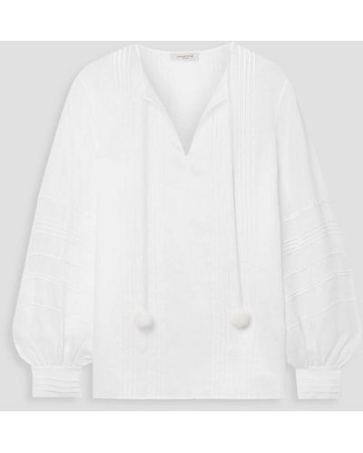 Lafayette 148 New York Gemma Pintucked Ramie And Tm Lyocell-blend Blouse - White