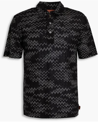 Missoni Appliquéd Crochet-knit Cotton-blend Polo Shirt - Black