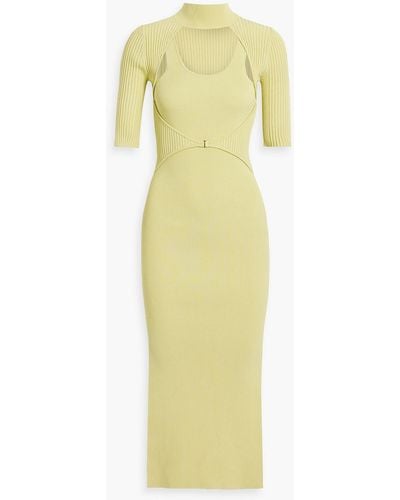 Jonathan Simkhai Joanna Cutout Layered Ribbed-knit Midi Dress - Yellow