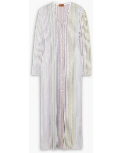 Missoni Sequin-embellished Striped Ribbed-knit Cardigan - White