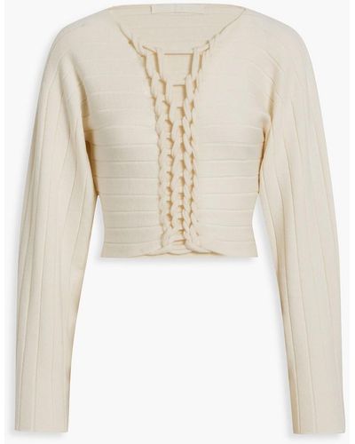 Dion Lee Cropped Braided Ribbed Wool-blend Jumper - White