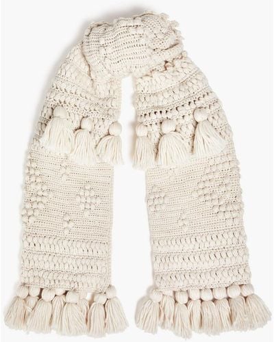 Zimmermann Tasselled Crochet-knit Wool Scarf - White