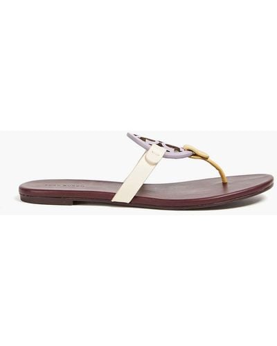 Tory Burch Embellished Color-block Leather Sandals - Purple