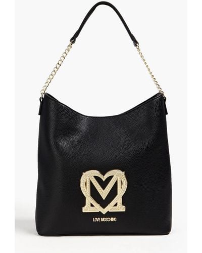 Love Moschino Appliquéd Faux Leather Shoulder Bag - Black