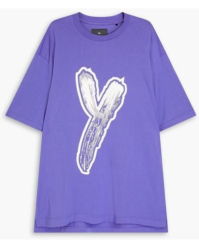 Y-3 T-shirt aus stretch-baumwoll-jersey mit logoprint - Lila