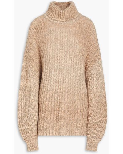 Ba&sh Bear Ribbed-knit Turtleneck Sweater - Natural