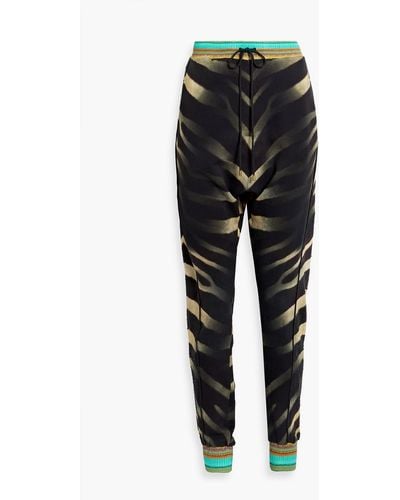 Camilla Bakora Crystal-embellished Printed French Cotton-terry Track Trousers - Black
