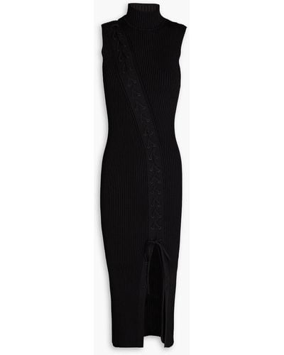 Jonathan Simkhai Ava Lace-up Ribbed-knit Midi Dress - Black