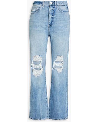 DL1961 Emilie Distressed High-rise Straight-leg Jeans - Blue