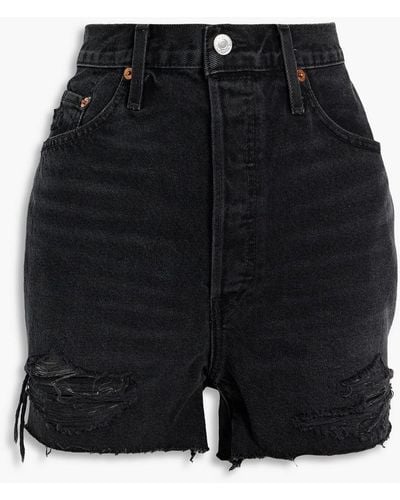 RE/DONE Distressed Denim Shorts - Black