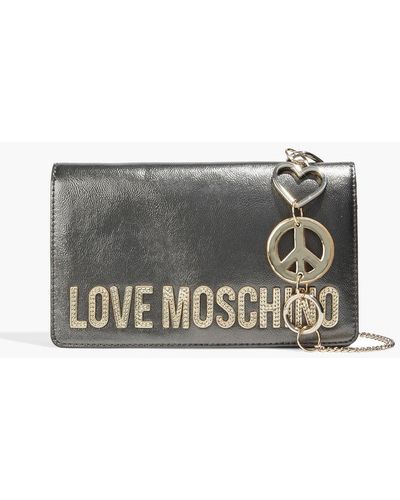 Love Moschino Logo-appliqued Textured-leather Shoulder Bag - Metallic
