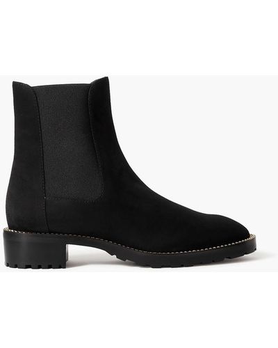 Stuart Weitzman Kolbie Embellished Suede Chelsea Boots - Black