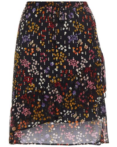 See By Chloé Layered Floral-print Fil Coupé Silk-georgette Mini Skirt - Black