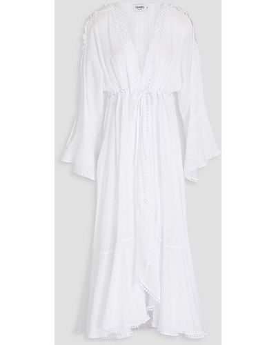 Charo Ruiz Kathy Guipure Lace And Cotton-blend Voile Kaftan - White