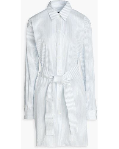 Boutique Moschino Belted Striped Cotton-blend Poplin Shirt - White