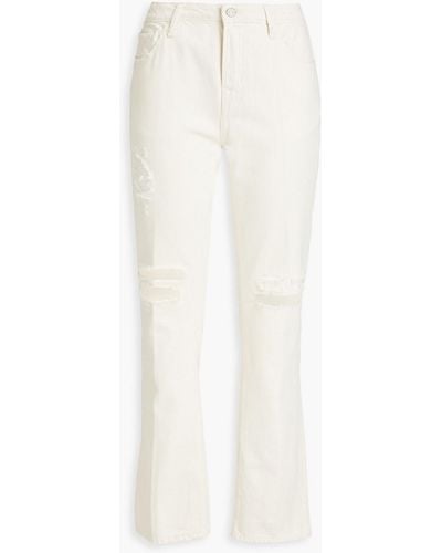 FRAME The Low Boot Distressed Mid-rise Bootcut Jeans - White