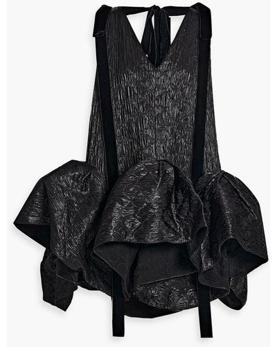 ROKSANDA Kalmia Bow-detailed Ruffled Matelassé Dress - Black