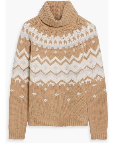 Bogner Fair Isle Cashmere Turtleneck Sweater - Natural