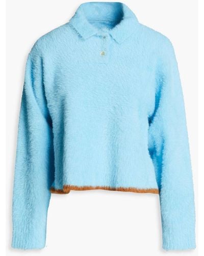 Jacquemus Neve Brushed Stretch-knit Polo Jumper - Blue