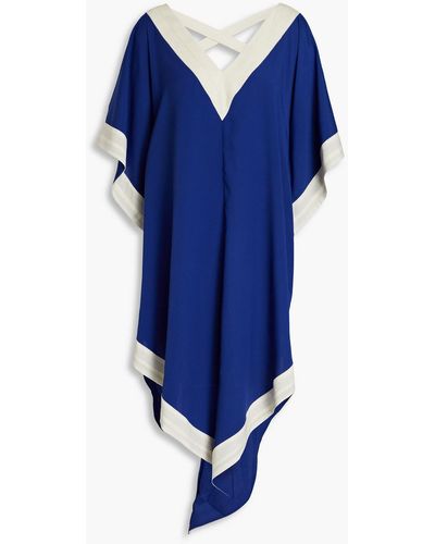 VALIMARE Aria Cutout Two-tone Crepe De Chine Dress - Blue
