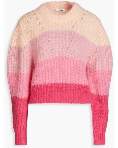 Sandro Color-block Ribbed-knit Sweater - Pink