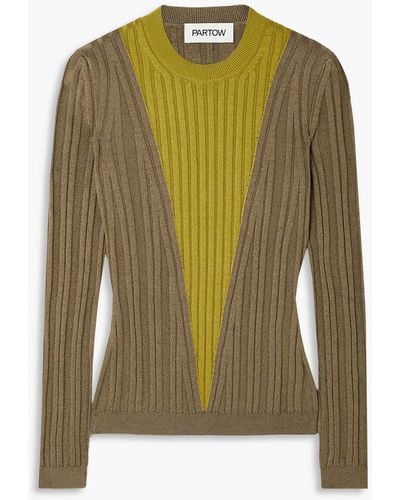Partow Kira Ribbed Cotton-blend Sweater - Green