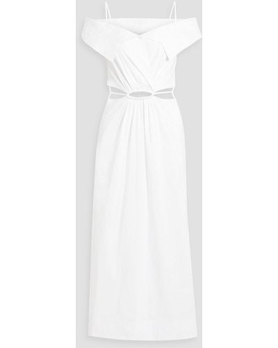 Jonathan Simkhai Ansley Cold-shoulder Cutout Cotton-blend Poplin Midi Dress - White