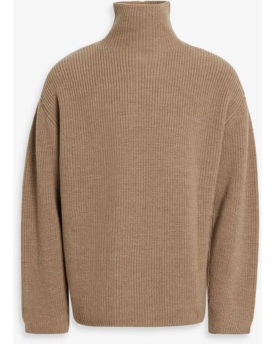 IRO Valens Ribbed Merino Wool Turtleneck Sweater - Brown