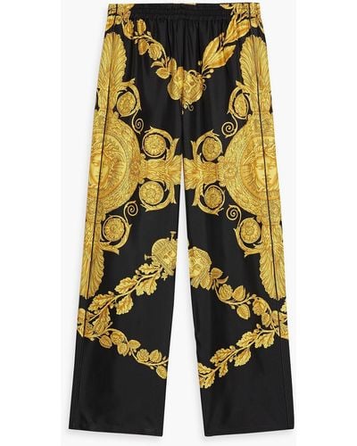 Versace Printed Silk-twill Pajama Pants - Yellow