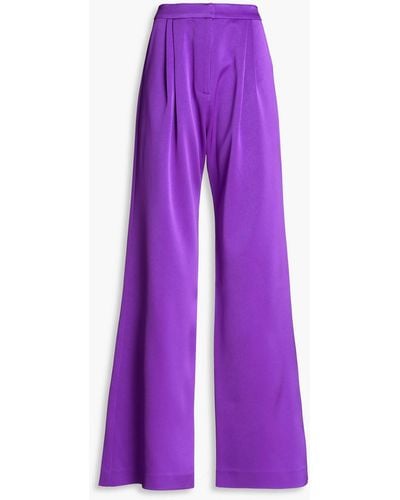 Alex Perry Patton Satin-crepe Wide-leg Trousers - Purple