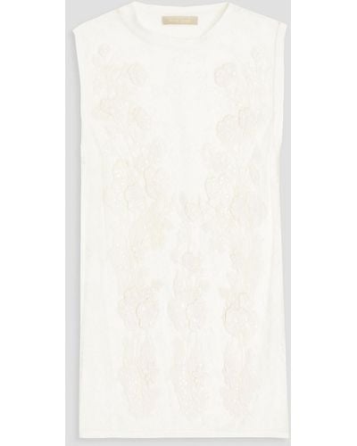 Elie Saab Corded Lace And Jersey Top - White