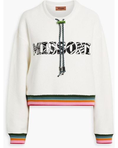 Missoni Embroidered French Cotton-terry Sweater - White