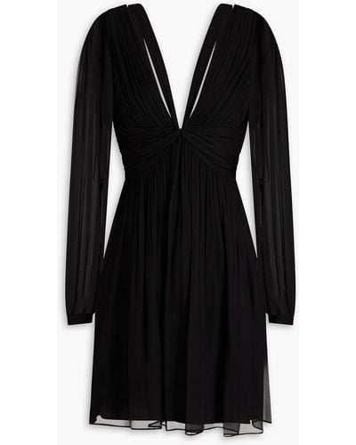 Alberta Ferretti Gathered Silk-chiffon Mini Dress - Black