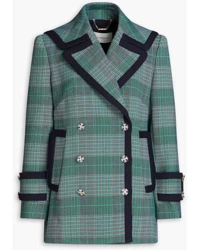 Zimmermann Double-breasted Prince Of Wales Checked Tweed Coat - Green