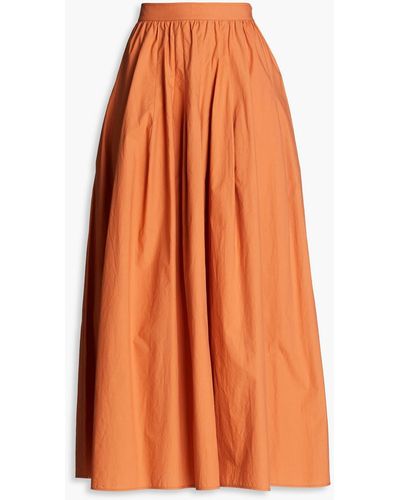 Gentry Portofino Gathered Cotton-poplin Maxi Skirt - Orange
