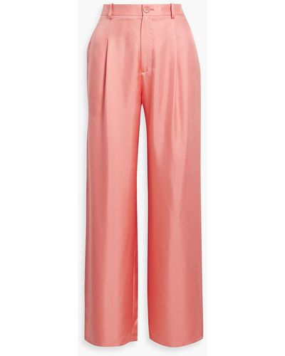 LAPOINTE Silk-twill Wide-leg Trousers - Pink