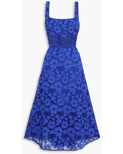 ML Monique Lhuillier Guipure Lace Midi Dress - Blue