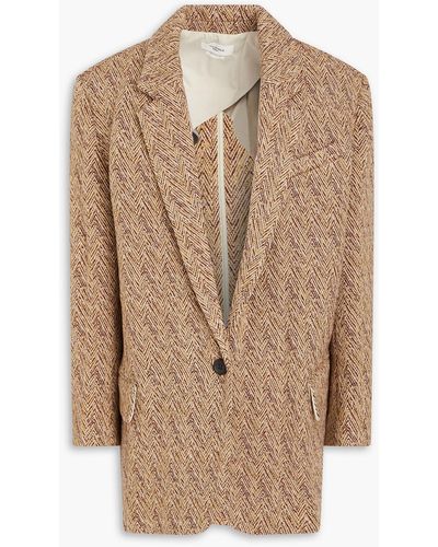 Isabel Marant Herringbone Wool-blend Tweed Blazer - Natural