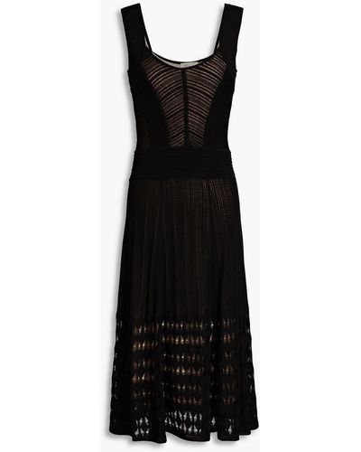 Temperley London Mirabilis Pointelle-knit Midi Dress - Black