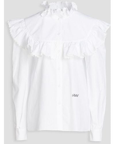 Philosophy Di Lorenzo Serafini Ruffled Embroidered Cotton-poplin Blouse - White