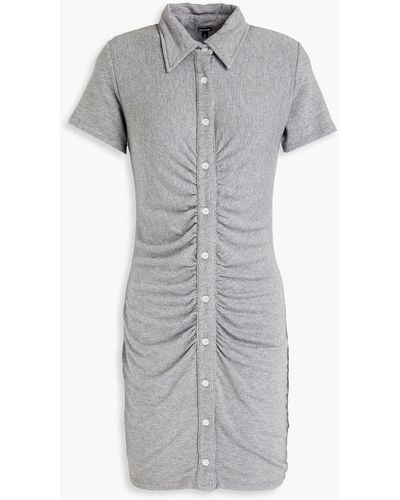 Monrow Mélange Ruched French Terry Mini Dress - Grey