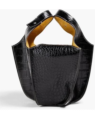 Tory Burch Lampshade Croc-effect Leather Tote - Black