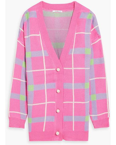 Olivia Rubin Cecily Checked Jacquard-knit Cardigan - Pink