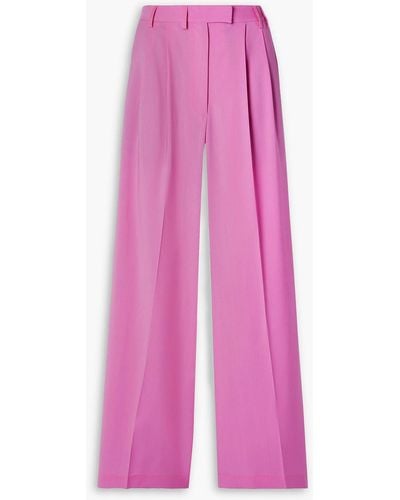 Christopher John Rogers Pleated Wool Wide-leg Trousers - Pink