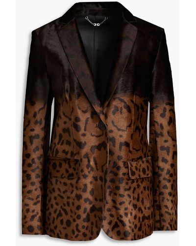 Ferragamo Leopard-print Calf Hair Blazer - Brown