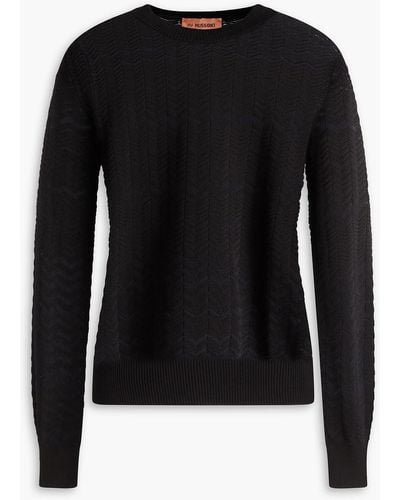 Missoni Crochet-knit Cotton-blend Jumper - Black
