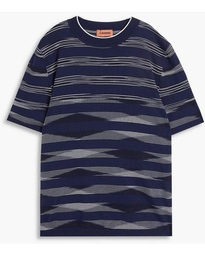 Missoni Striped Jacquard-knit T-shirt - Blue