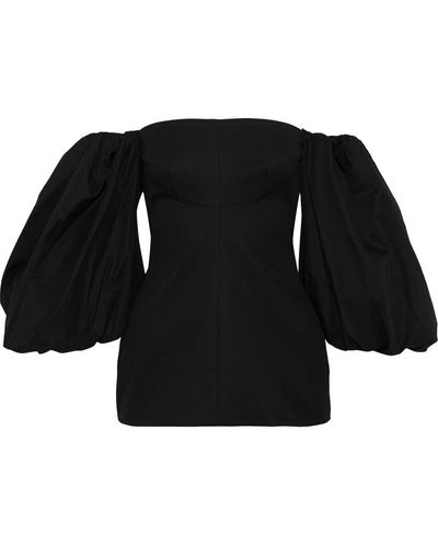 Ellery Countess Off-the-shoulder Gathered Cotton-twill Top - Black